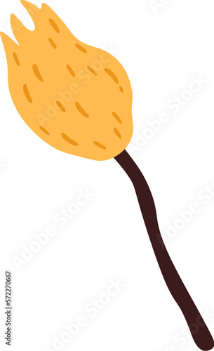 Hand drawn abstract doodle witch broomstick flat icon