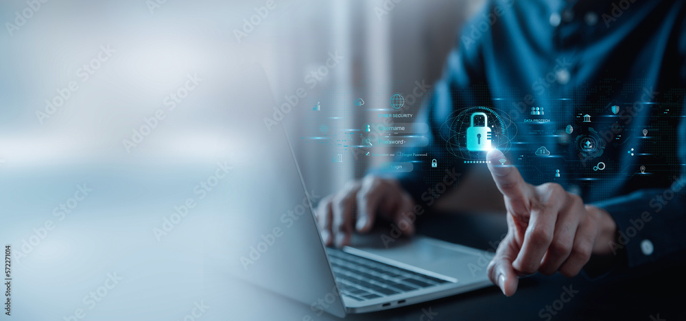 User authentication system with username and password, cybersecurity concept,global network security technology, business people protect personal information. cybersecurity concept. User authentication system with username and password, cybersecurity concept,global network security technology, business people protect personal information. cybersecurity concept.