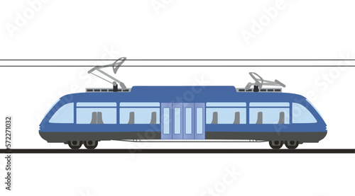 Blue passenger train. vector illustration