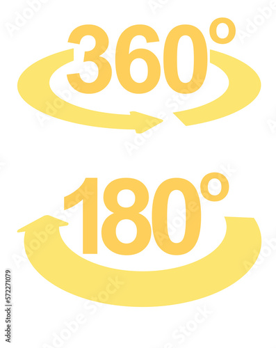 360 degree and 180 degree icon. vector