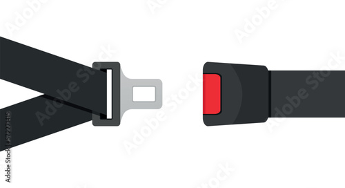 Car safety belt isolated on white background. Protection driver and passengers. Vector stock