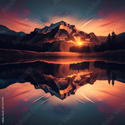sunset over the lake © overmix