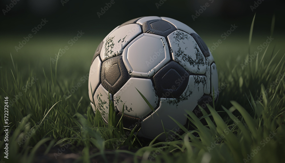 Fototapeta premium soccer ball on the grass. Generative AI
