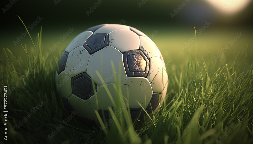 soccer ball on the grass. Generative AI