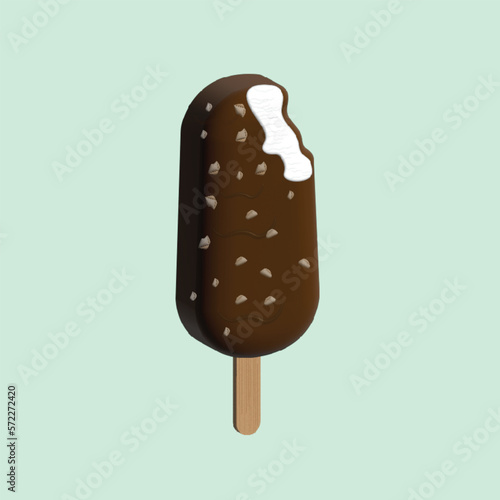 3d illustration of chocolate vanilla bean ice cream