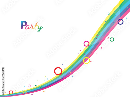 Party Background With Colorful Confetti And Rainbows . Celebration Event And Music Festival Multicolored. Vector Illustration