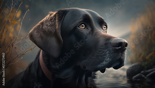 dog on a dark background. Generative AI