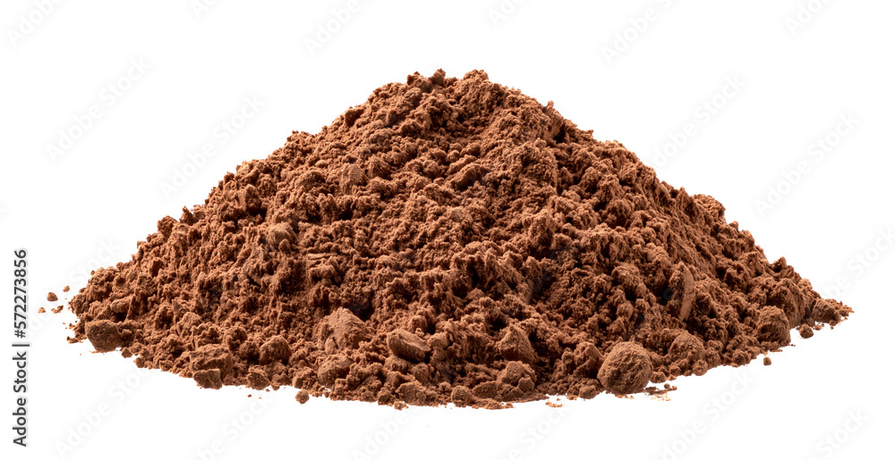 Pile of chocolate cocoa powder isolated on white background Pile of chocolate cocoa powder isolated on white background