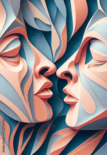 Surrealistic kissing couple, Generative AI
