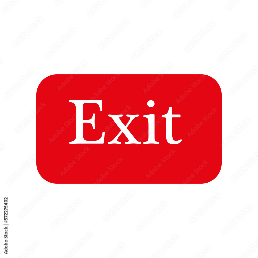 Exit sign isolated on white background. Exit sign on red button. Exit icon. Evacuation Exit sign isolated on white background. Exit sign on red button. Exit icon. Evacuation