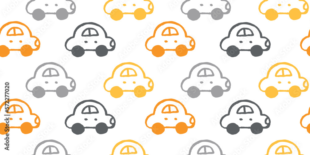 Children's simple car pattern. Seamless vector for baby clothes design. Drawing machine. Pattern for a children's room. Children's simple car pattern. Seamless vector for baby clothes design. Drawing machine. Pattern for a children's room.