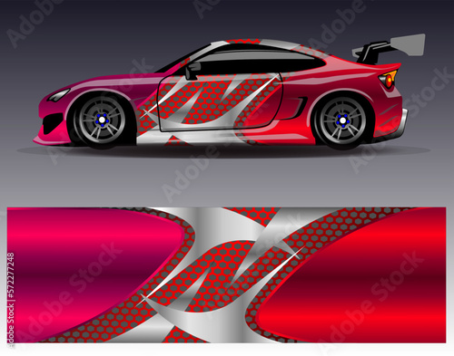 Car wrap design vector. Graphic abstract stripe racing background kit designs for wrap vehicle  race car  rally  adventure and livery