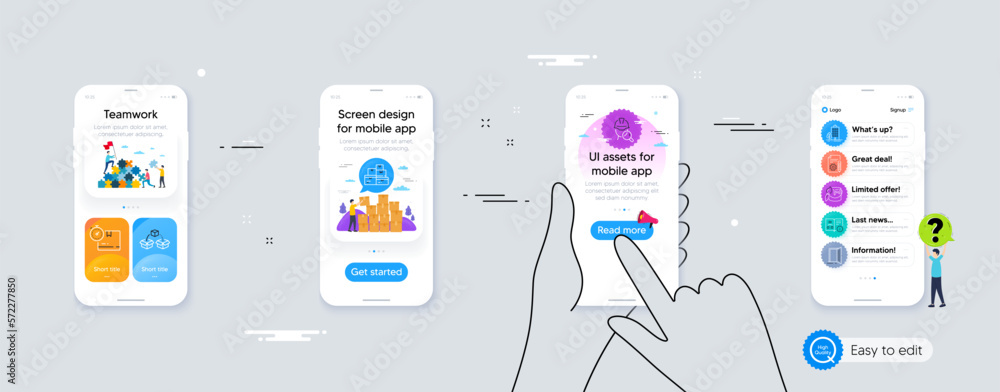 Set of Parcel shipping, Skyscraper buildings and Wholesale goods line icons. Phone ui interface. Include Brush, Inspect, Open door icons. Vector Set of Parcel shipping, Skyscraper buildings and Wholesale goods line icons. Phone ui interface. Include Brush, Inspect, Open door icons. Vector