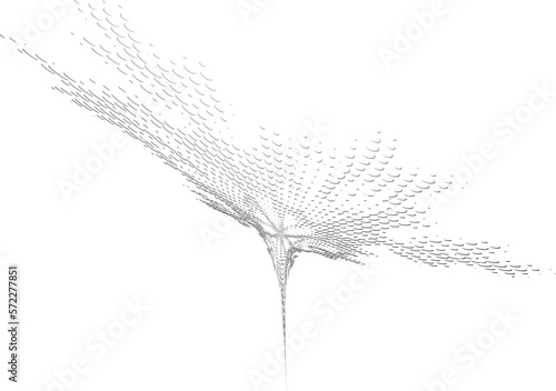 Sketchy edging in the form of a turned blooming flower. Vector.