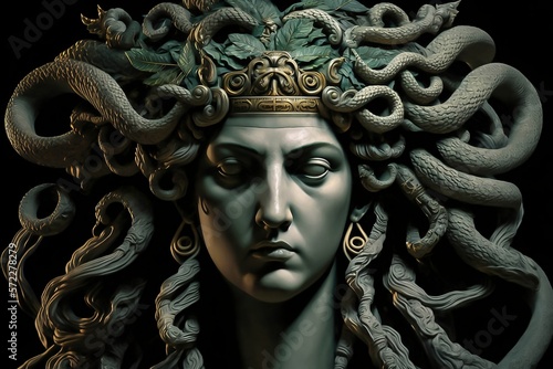 medusa, generative AI, Gorgon, Perseus, Athena, Zeus, snakes for hair