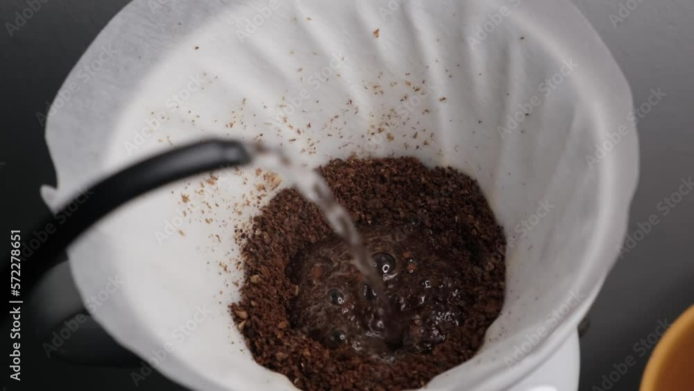 brewing coffee with the v60 method macro shot 4k brewing coffee with the v60 method macro shot 4k