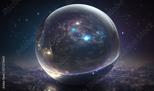  a large glass ball with a star in the middle of it. generative ai