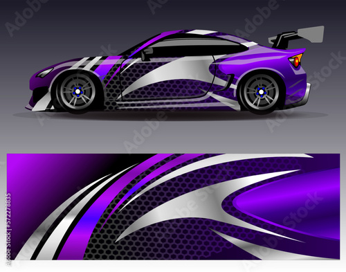 Car wrap design vector. Graphic abstract stripe racing background kit designs for wrap vehicle  race car  rally  adventure and livery