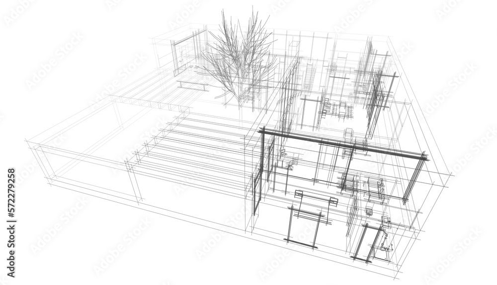 house building concept 3d sketch