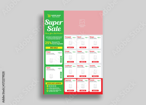 Super shop flyer design template or product promotion discount poster