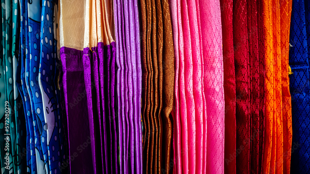 a variety of colorful curtains in the curtain shop a variety of colorful curtains in the curtain shop