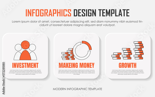 Infographic money design template. Timeline concept with 3 options or steps template. layout, diagram, annual, roket, start up, report, presentation.Vector illustration.	
