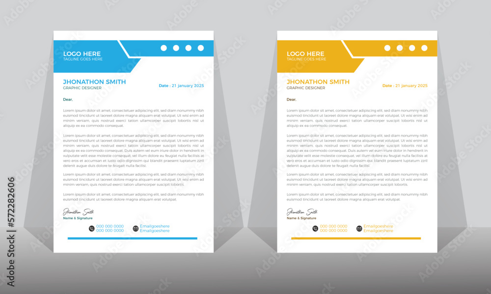 corporate modern letterhead design template with yellow, and green colors. creative modern letterhead design template for your project. corporate modern letterhead design template with yellow, and green colors. creative modern letterhead design template for your project.