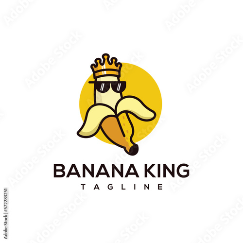 cute banana king logo design vector