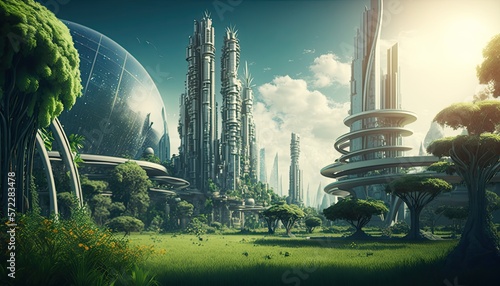 Futuristic Skyscraper Concept Green City © Maxim