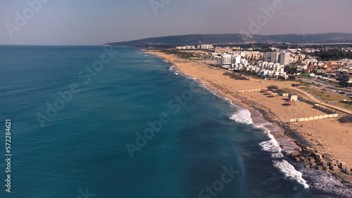 panoramic aerial view of the cities of Nahariya on the Mediterranean coast photo