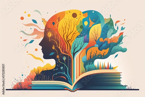 An illustration showing the power of learning and how literature and books can expand the mind