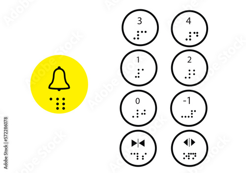  Lift push buttons and Braille code.
