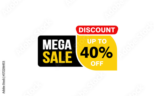 40 Percent MEGA SALE offer, clearance, promotion banner layout with sticker style. 