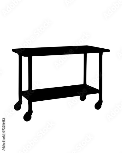 Illustration of a stainless steel surgical table.