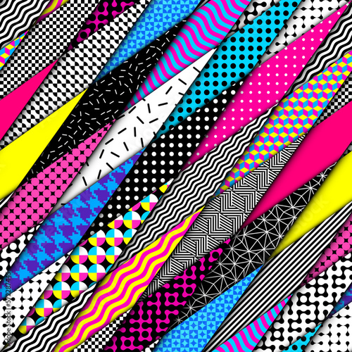 Abstract geometric Memphis style pattern. Vector image