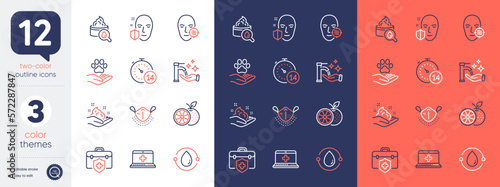 Set of Face protection, Problem skin and Skin care line icons. Include Cold-pressed oil, Medical help, Quarantine icons. Medical mask, Washing hands, Pets care web elements. Vector