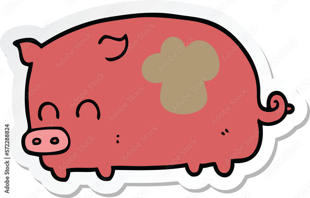 sticker of a cute cartoon pig sticker of a cute cartoon pig