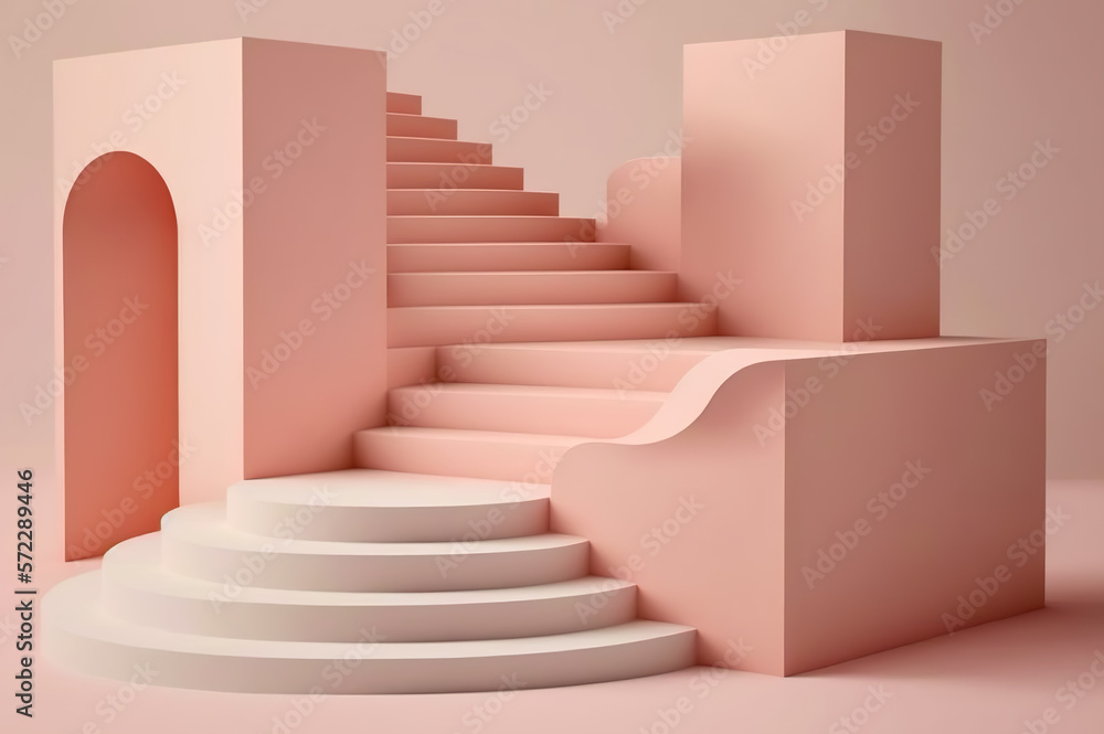 Obraz premium 3d render of abstract minimal geometric forms. Glossy podium for product presentation. Generative AI