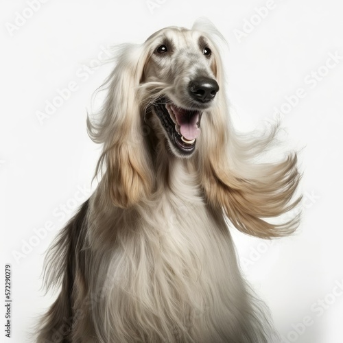 ai generated portrait of dog breed afghan cute happy with big smile photo