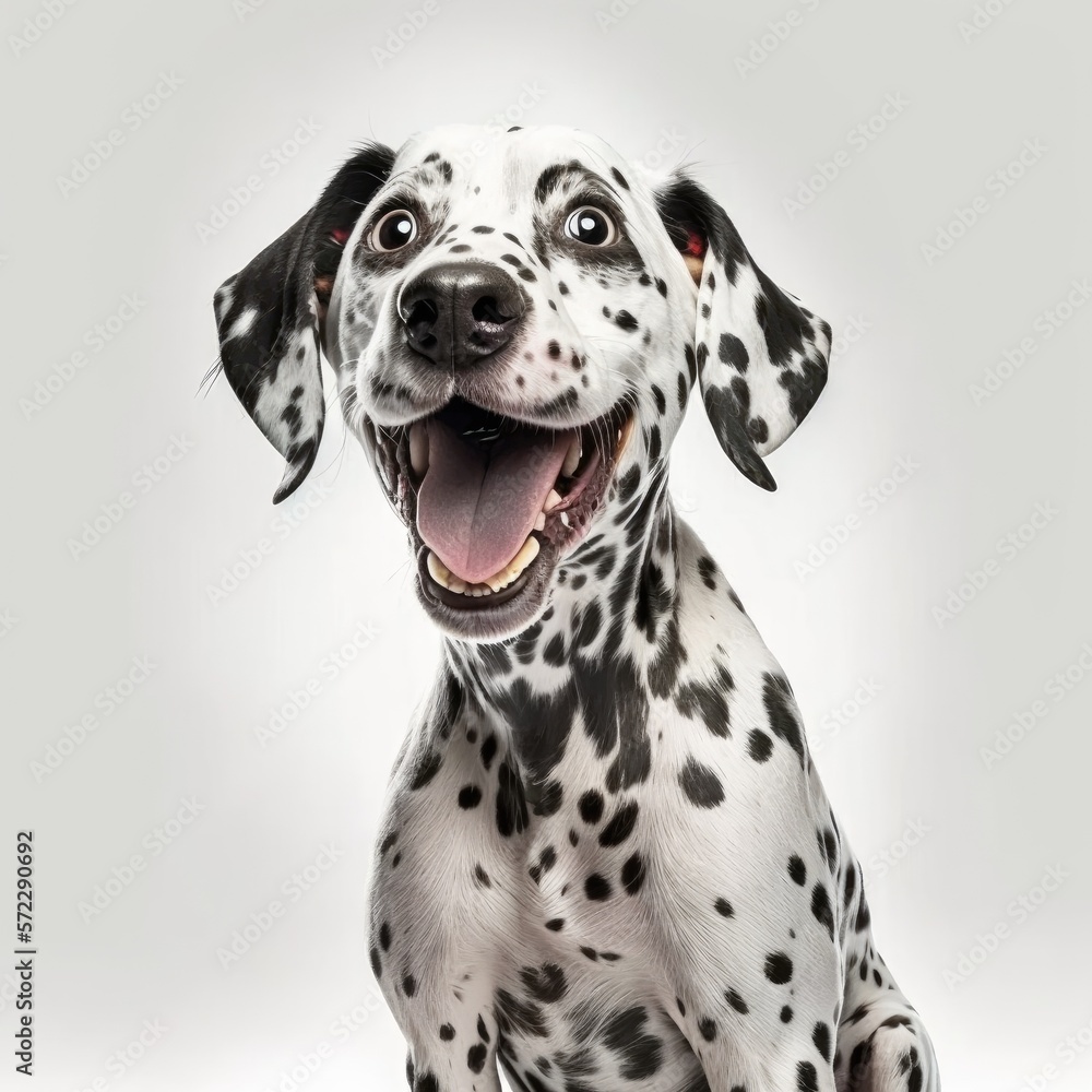 ai generated portrait of dog breed dalmation cute happy excited smiling