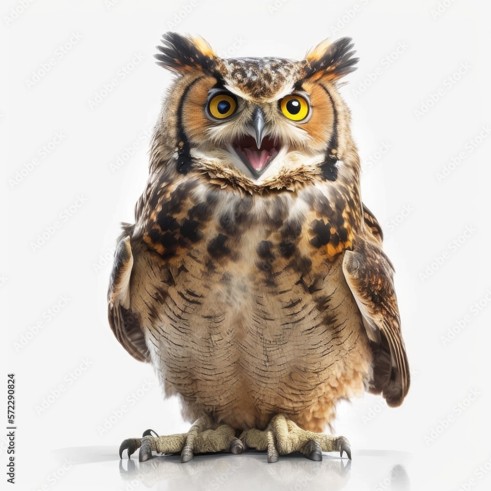 Naklejka premium ai generated portrait of owl cute happy