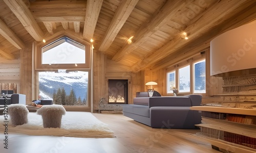 interieur d'un chalet dans les Alpes