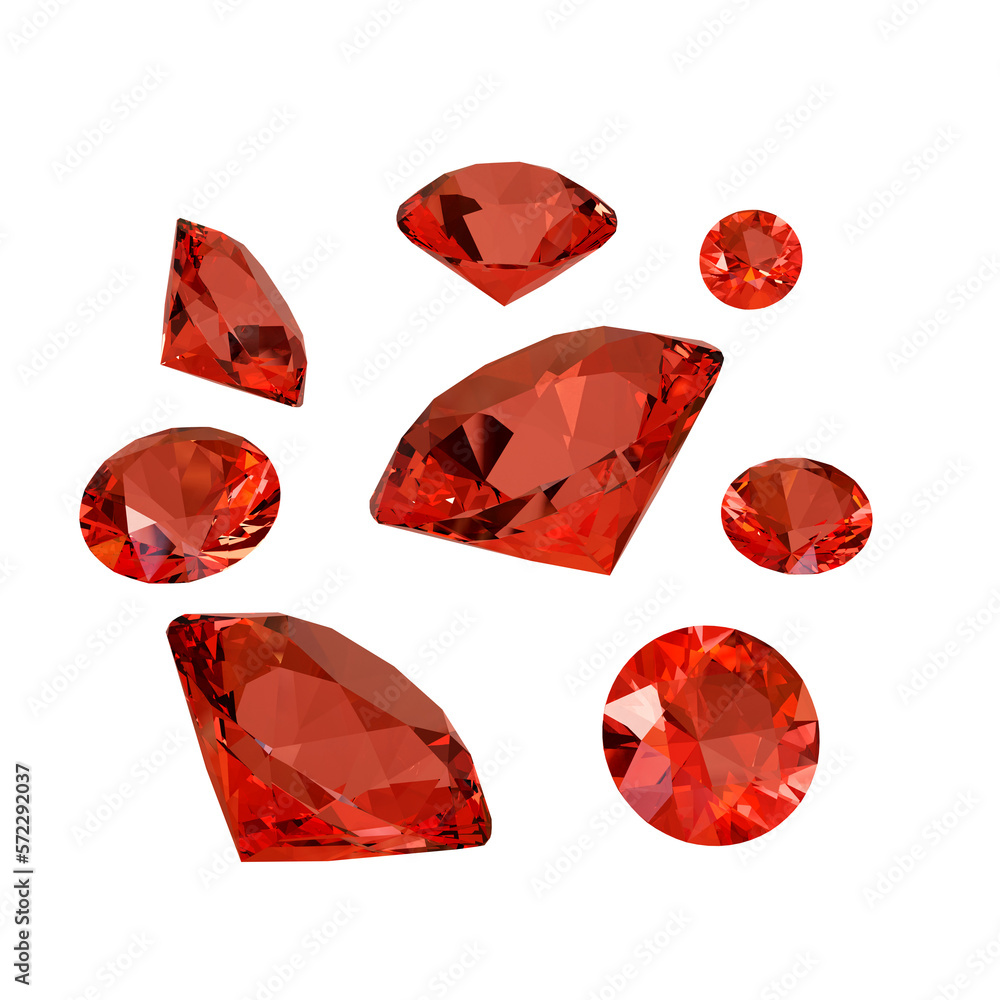 3d rendering of shiny red diamond gems 3d rendering of shiny red diamond gems
