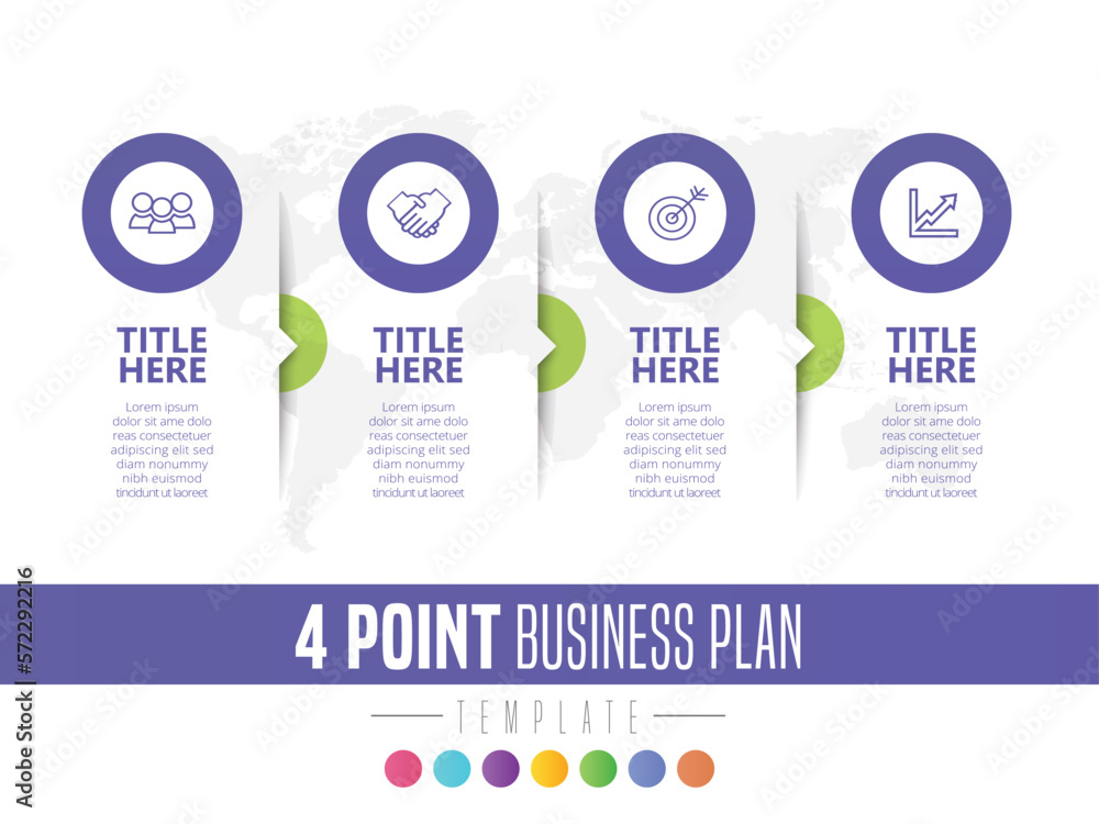 Abstract infographic showing the 4 point process of a business plan ...