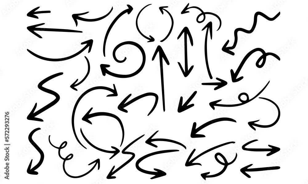 Set of hand drawn arrows, vector graphic design Set of hand drawn arrows, vector graphic design