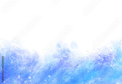 荒れた海の波しぶきを表現したブルー系の水彩背景2 © en thanks