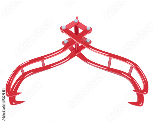Vector Illustration timber lifting claws hook log tongs lifter tools isolated on white background. Carpentry hand tools for felling and logging.