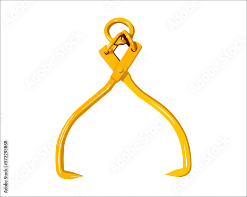 Vector Illustration timber lifting claws hook log tongs lifter tools isolated on white background. Carpentry hand tools for felling and logging.