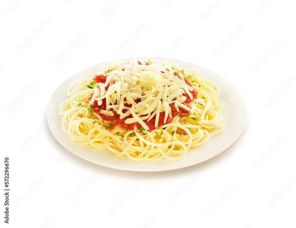 Spaghetti with tomato sauce and parmesan cheese Spaghetti with tomato sauce and parmesan cheese