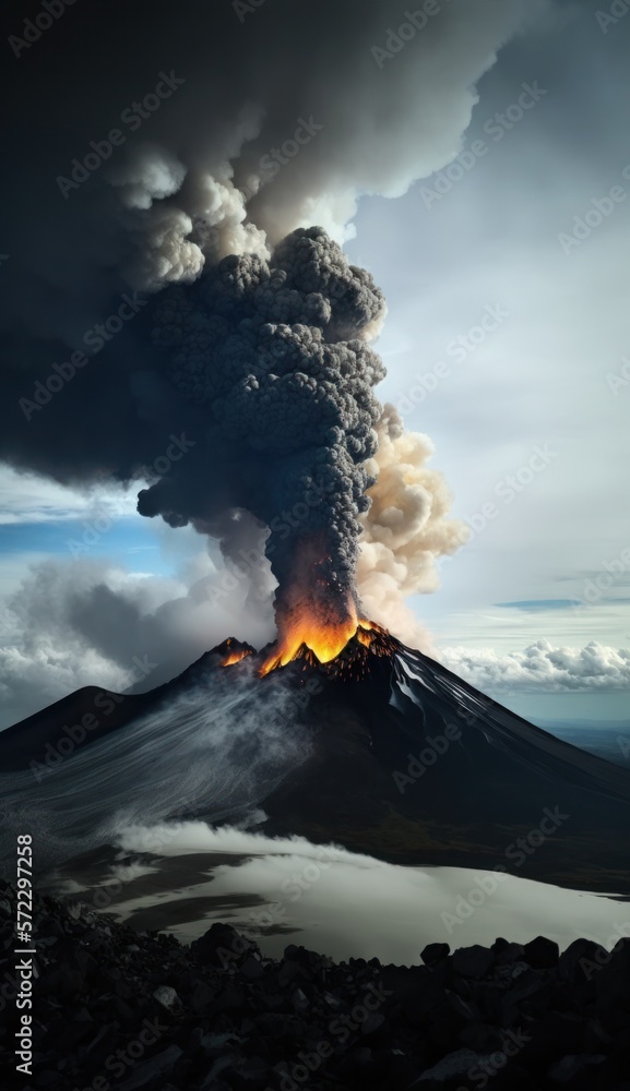 Volcano eruption.